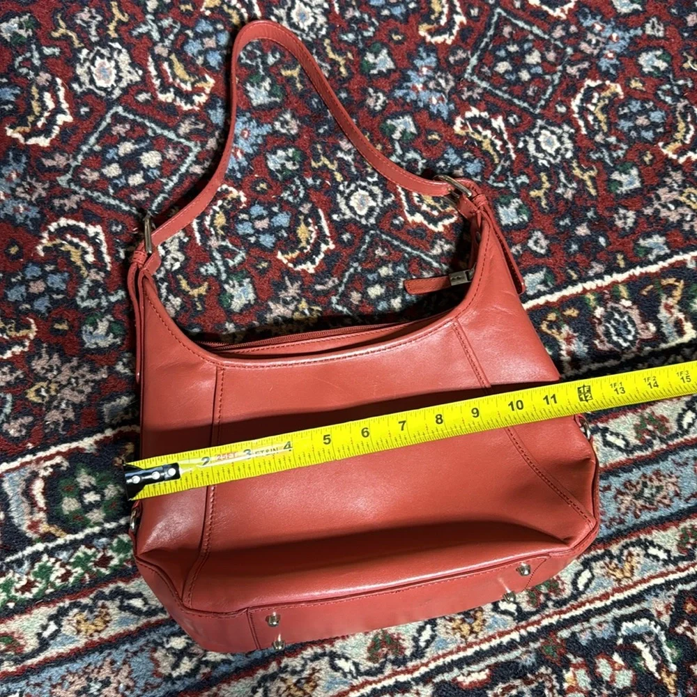 Vintage Talbots Leather Shoulder Handbag Brick Red Terracotta Genuine Leather